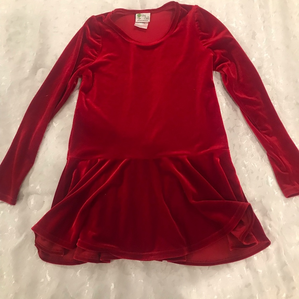 Girls Red Velvet Peplum Top, Size 10